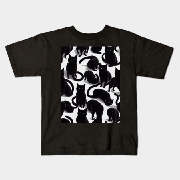 Black Cats for Cat lovers. Perfect gift for National Black Cat Day, #8 Kids T-Shirt by Endless-Designs